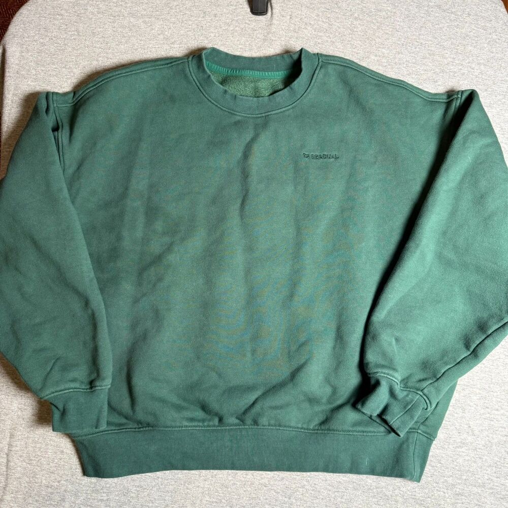 Gradual Mens Heavyduty Embroidered Sweatshirt Crewneck Long Sleeves Green XL